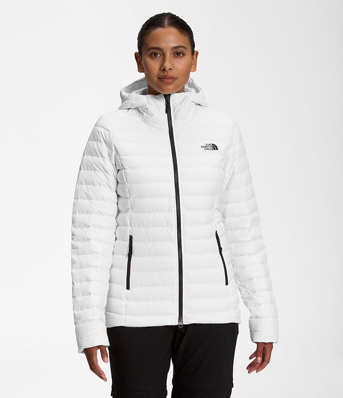 The North Face Womens Puffer Jacket Stretch Hoodie 049HEVABZ - White